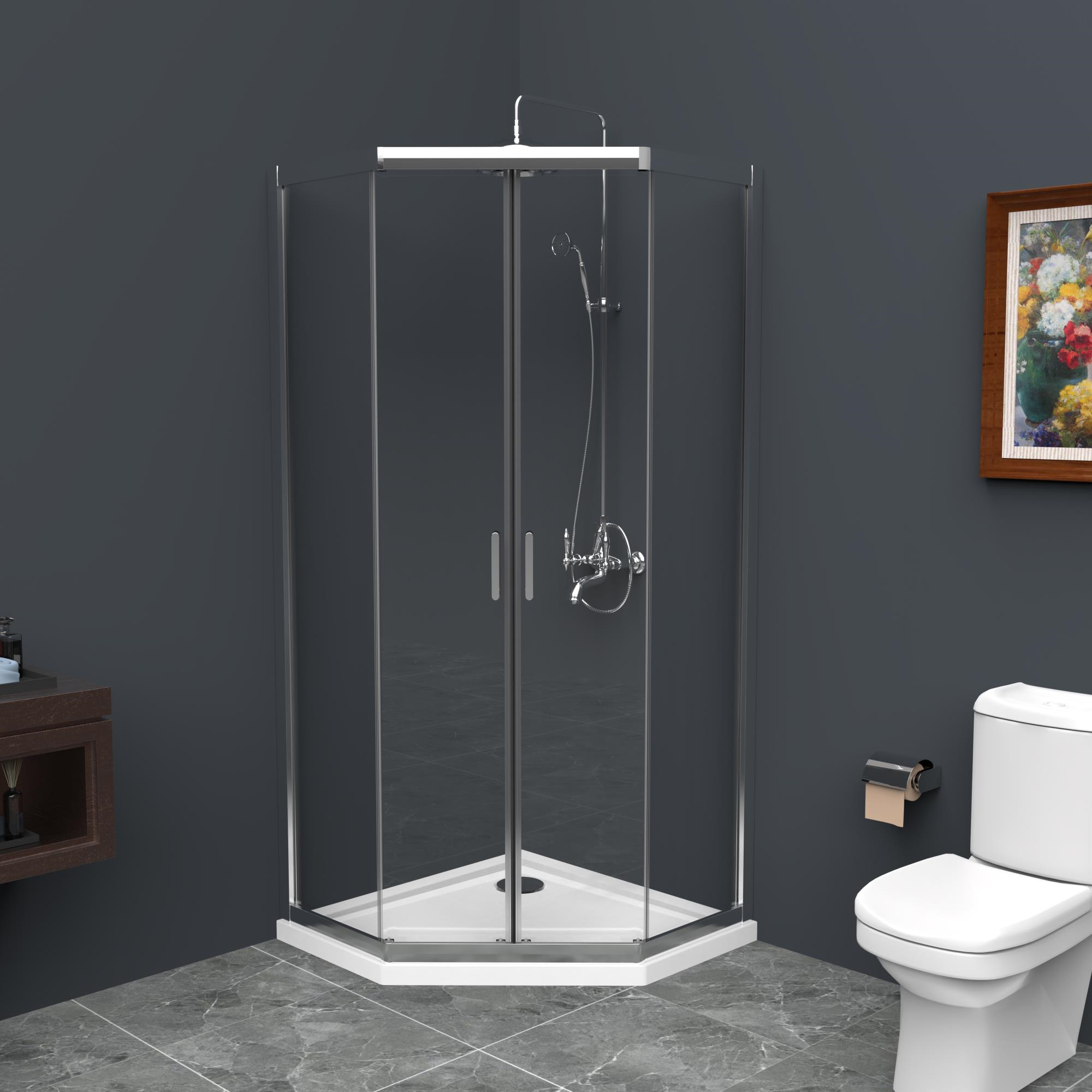 Душевой уголок UNO-195-P-2-90-C-Cr BelBagno